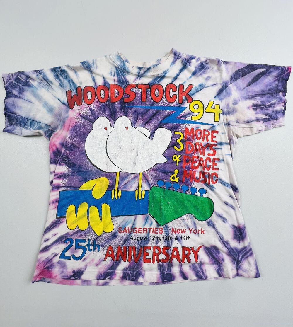 Vintage Woodstock 94 Shirt Mens L Multicolor Tie-Dye Graphic Tee VTG USA RARE